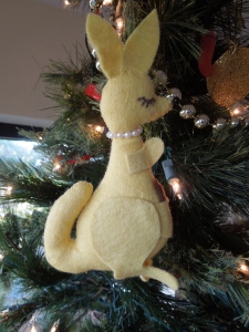 Why a Christmas Kangaroo? Because it's an annual ornament my childhood which makes it very safe to be on my tree!